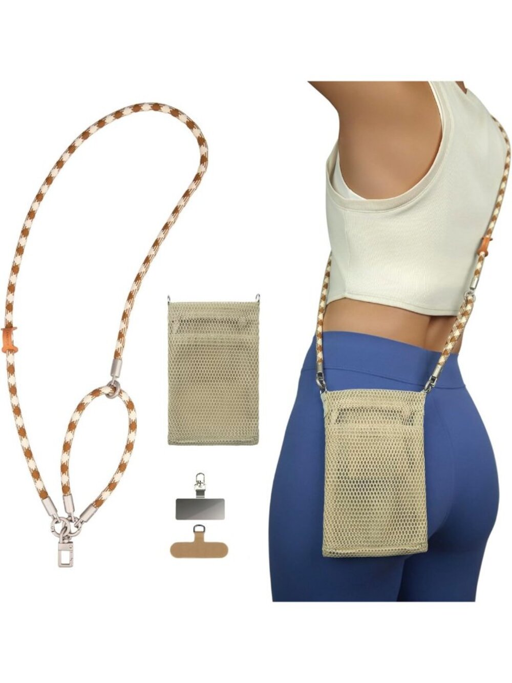 Adjustable Phone Lanyard with Wallet Bag, Detachable Crossbody Strap for Travel